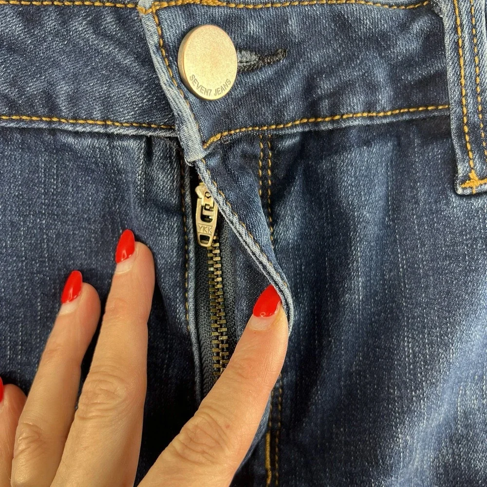Seven7 Size 16 Weekend Shorts Denim Rolled Cuffed Women's Long Bermuda Stretch